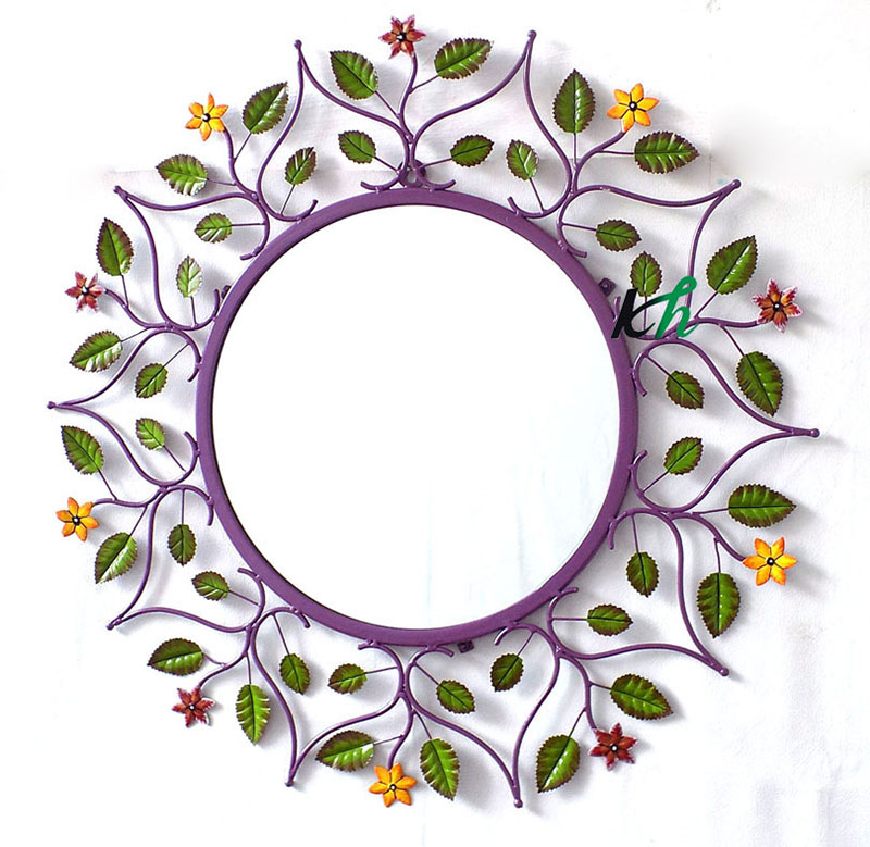 Wall Decorative Hand Painted Leaf Mirror